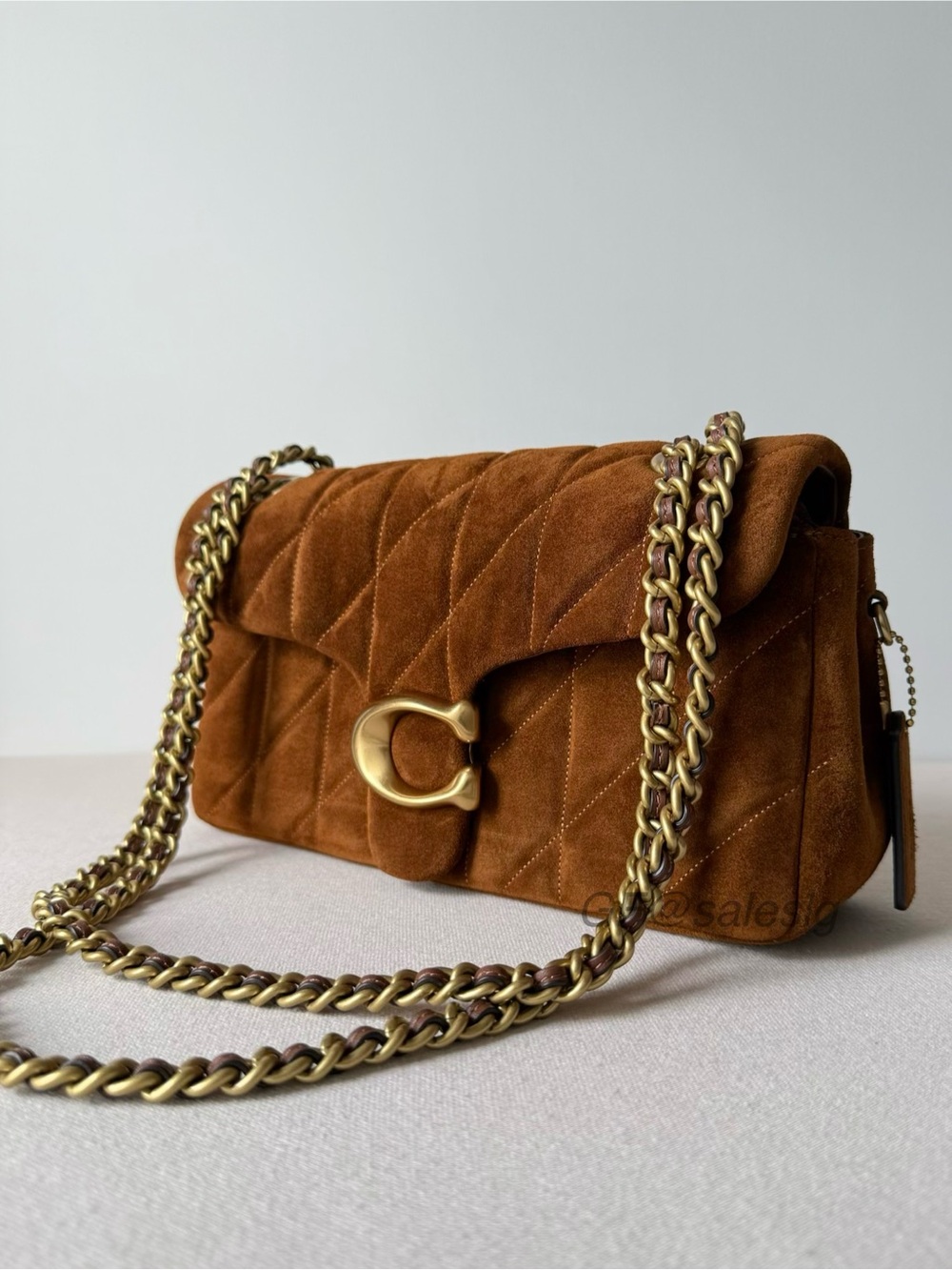 NWT Coach Tabby 26 Quilted Suede Shoulder/Crossbody Bag Warm Brown Gold CCK49